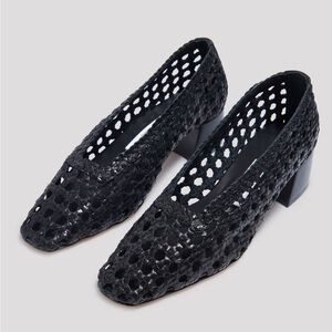 Miista Taissa Black Woven Leather Heels
